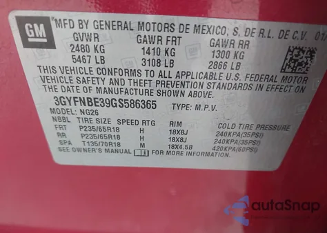 2016 Cadillac Srx Luxury Collection from USA, damaged, VIN 3GYFNBE39GS586365